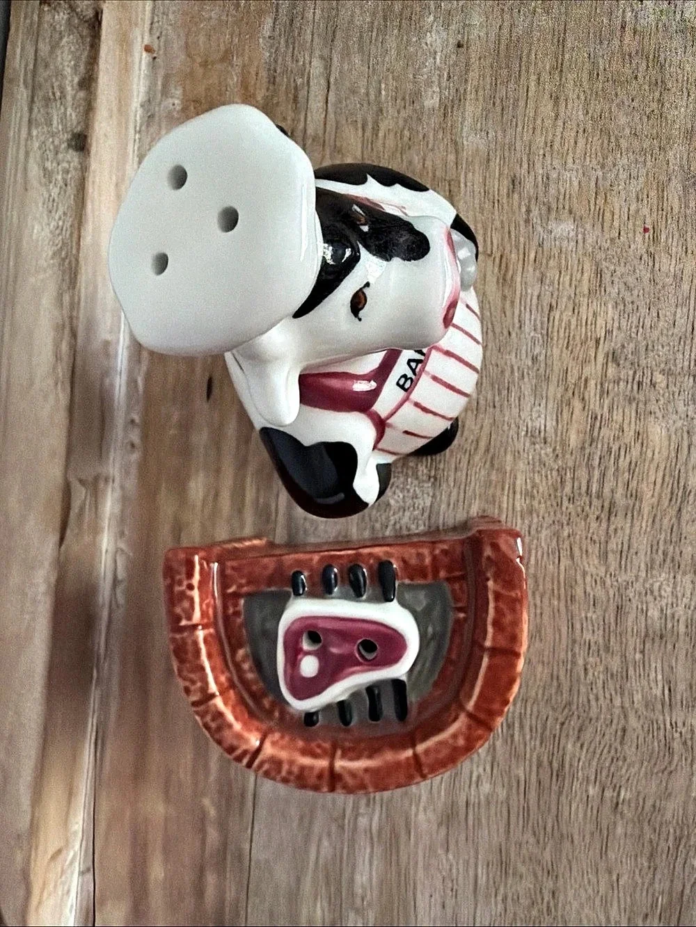 Cow and Calf Salt & Pepper Shaker Set Ceramic White & Brown